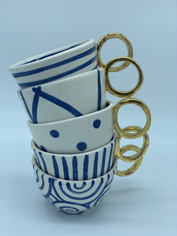 Blue &amp; Gold Ceramic Cups