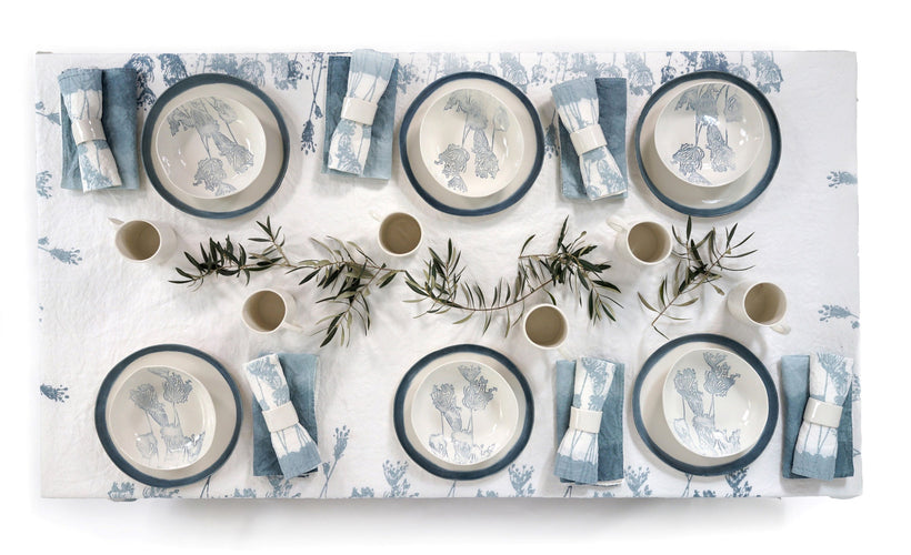 Block print  linen &amp; porcelain by &quot;Bertozzi&quot;