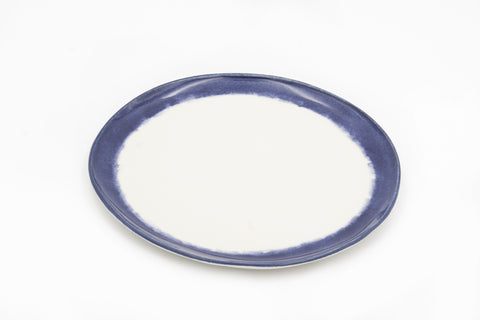 Piatto Piano-_BORDO-Dipinta-PORCELLANA-BLU_M233-dm. 20 cm