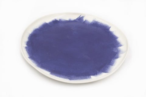 Piatto Piano-_DIP. PIENO BRUSH-Dipinta-PORCELLANA-BLU_2405-dm. 26 cm
