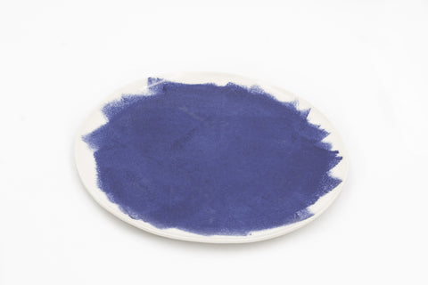 Piatto Piano-_DIP. PIENO BRUSH-Dipinta-PORCELLANA---BLU_2405-dm. 20 cm