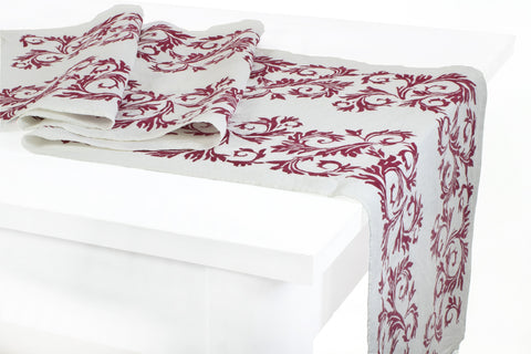 Runner-ACANTO-Stampa-100% LINO 500 naturale sgualcito-ORLO SEMPLICE-ROSSO_R20-50x170 cm
